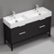 Modern Black Double Bathroom Vanity, 56